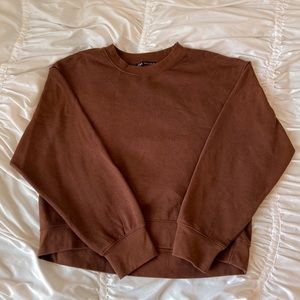 Zara Brown Long Sleeve Crewneck Sweatshirt